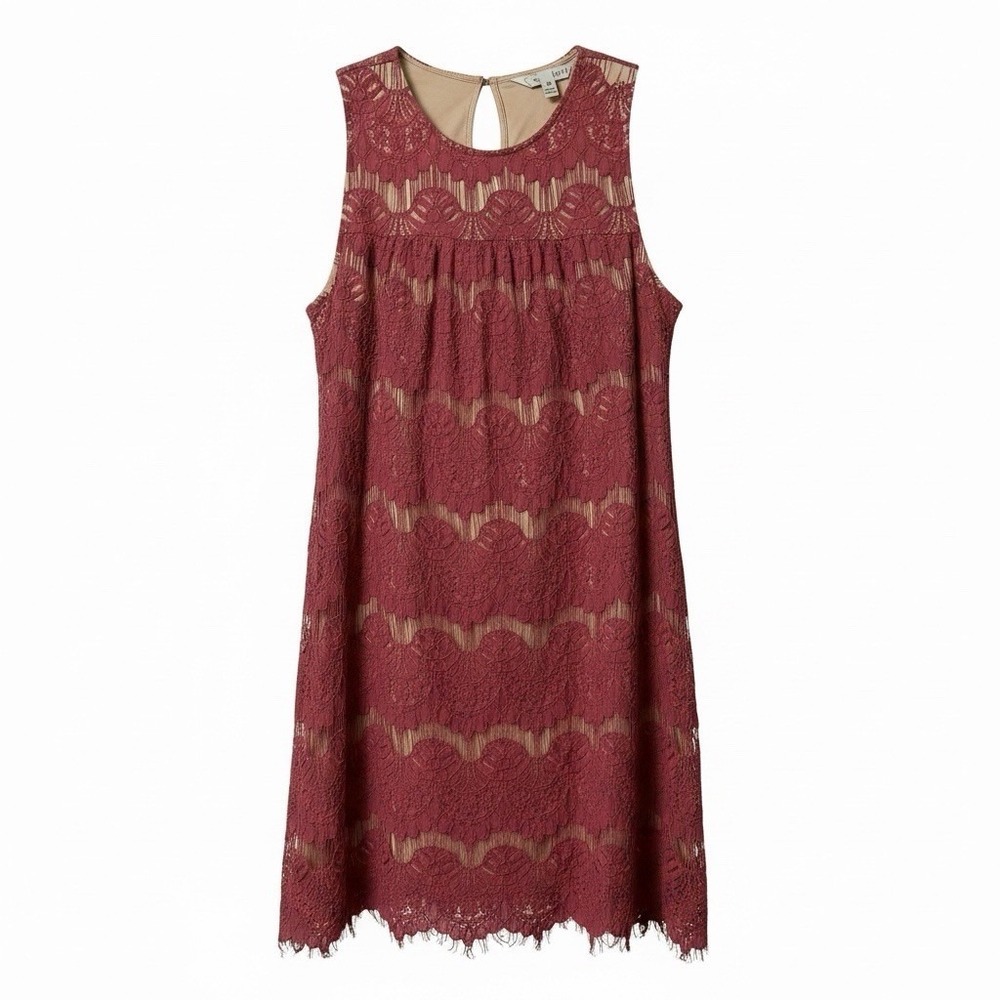 Speechless Mauve Lace Shift Dress Sleeveless Keyhole Back Lined Medium Romantic